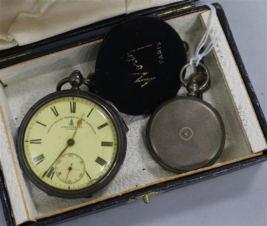 A John Forrest silver keywind pocket watch and a silver hunter fob watch